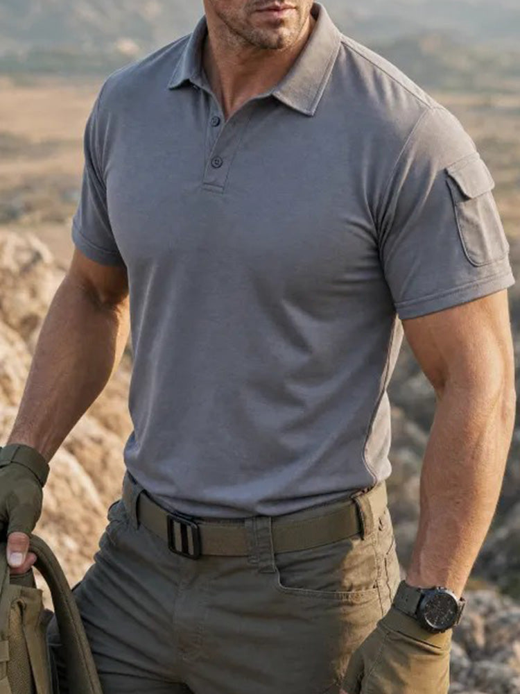 Standard Collar Stretch Woven Casual Outdoor Polo Shirt