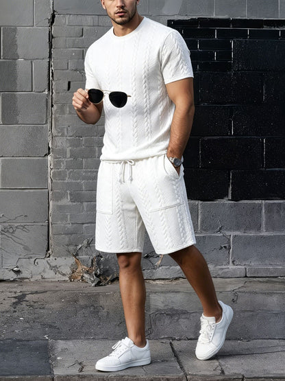 Drawstring Shorts Textured Casual Outfit