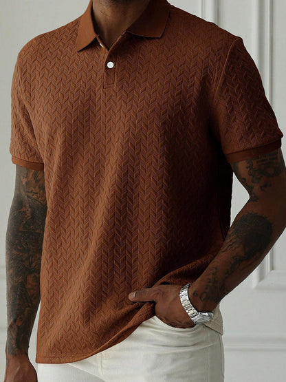 Men's Herringbone Short Sleeve Knit Polo Shirt