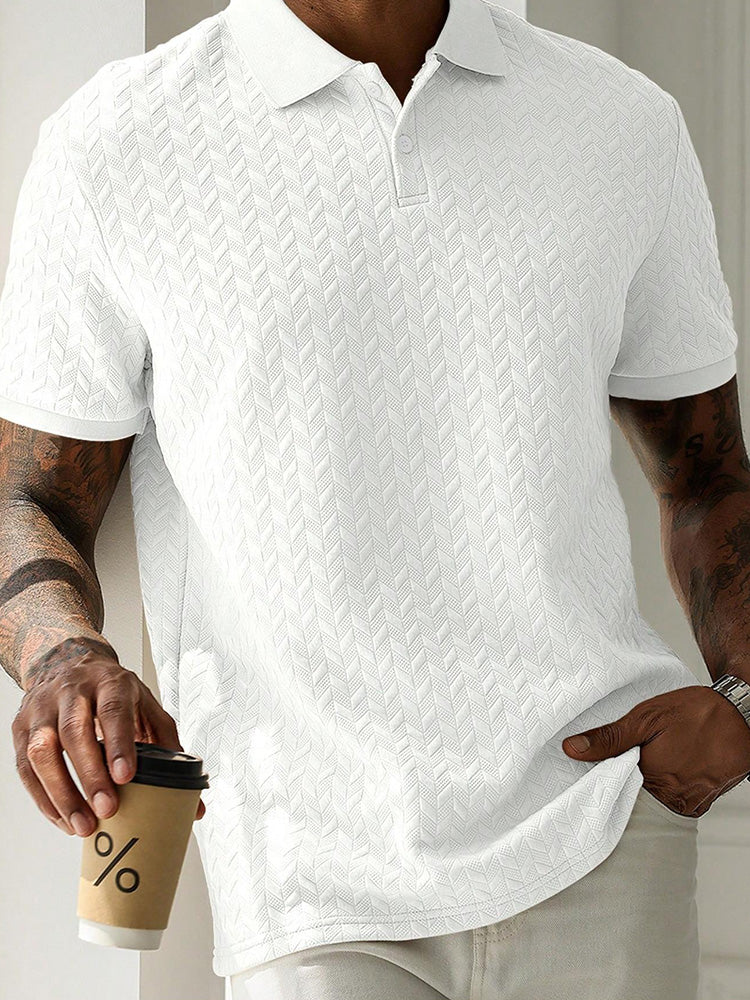 Men's Herringbone Short Sleeve Knit Polo Shirt