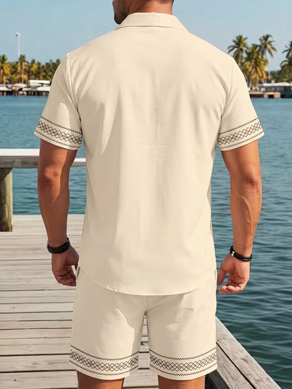 Men's Ethnic Print Shirt and Shorts Set