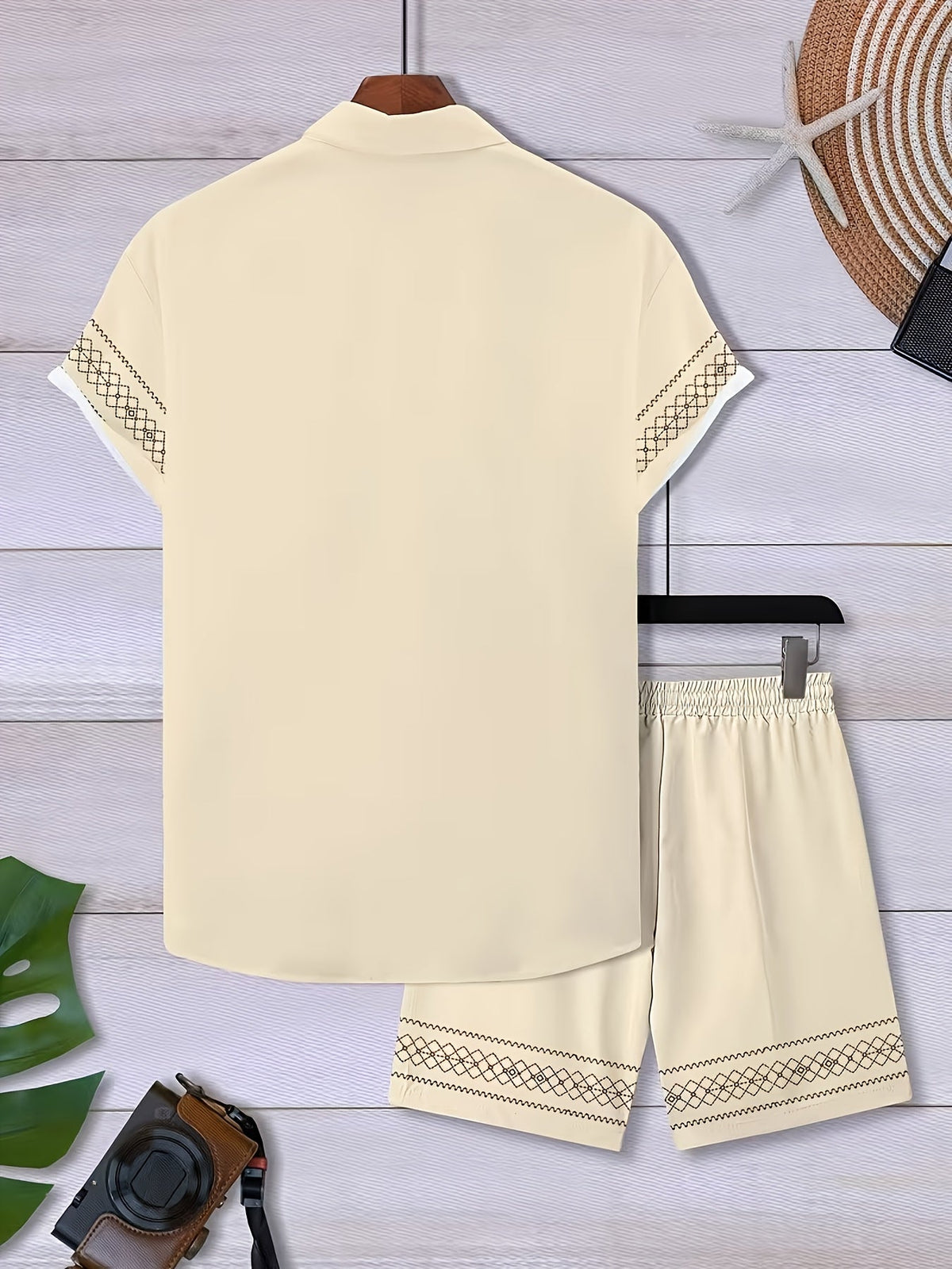 Men's Ethnic Print Shirt and Shorts Set
