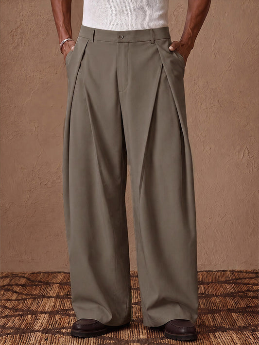 High Waist Loose Casual Suit Pleated Wide Leg Dress Pants