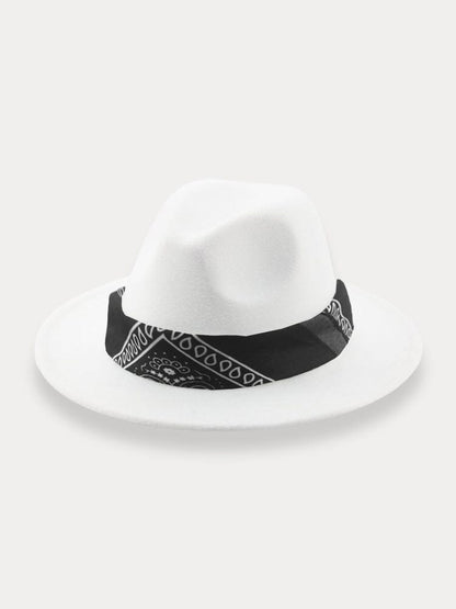 Flat Brim Fedora Hat with Kirchief