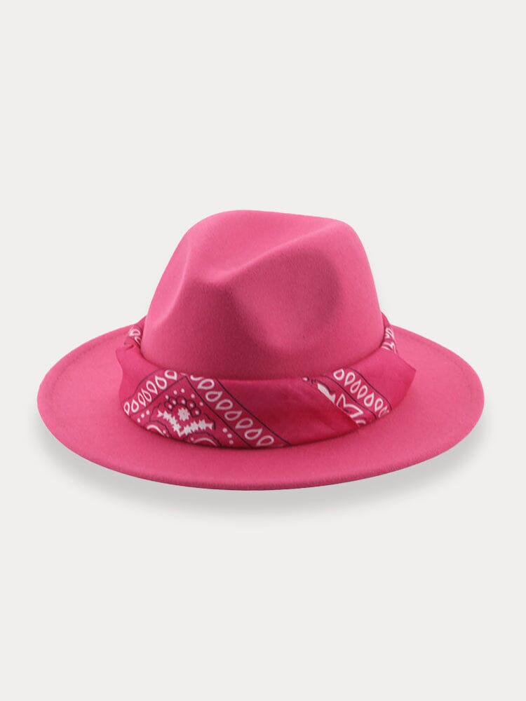 Flat Brim Fedora Hat with Kirchief