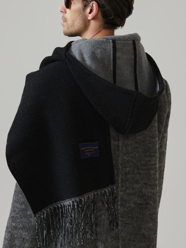 Warm Reversible Hooded Poncho Scarf
