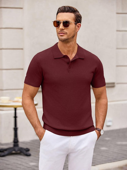Classic Solid Color Knit Polo Shirt (US Only)