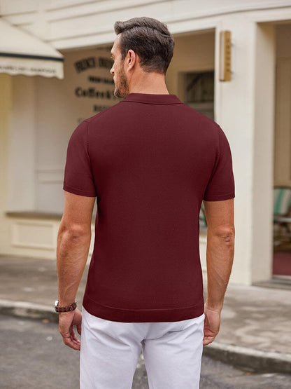 Classic Solid Color Knit Polo Shirt (US Only)