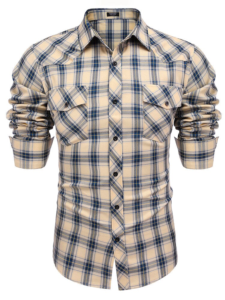 Plaid Long Sleeve Casual Shirt with Pockets (US Only)